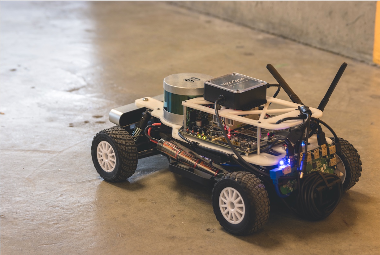 RSS autonomous car test platform on the floor