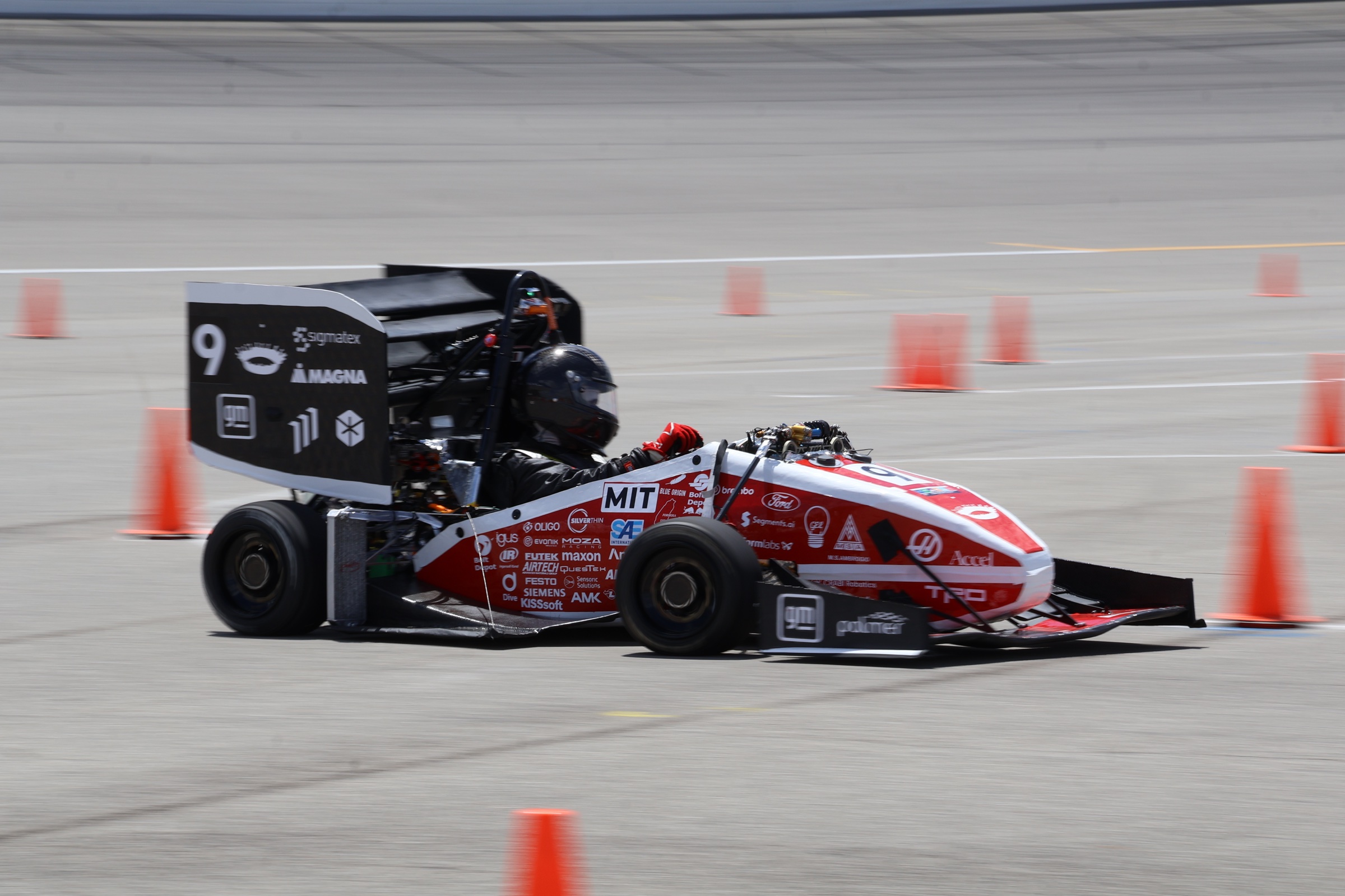 MIT Motorsports Formula SAE driverless car driving through cones