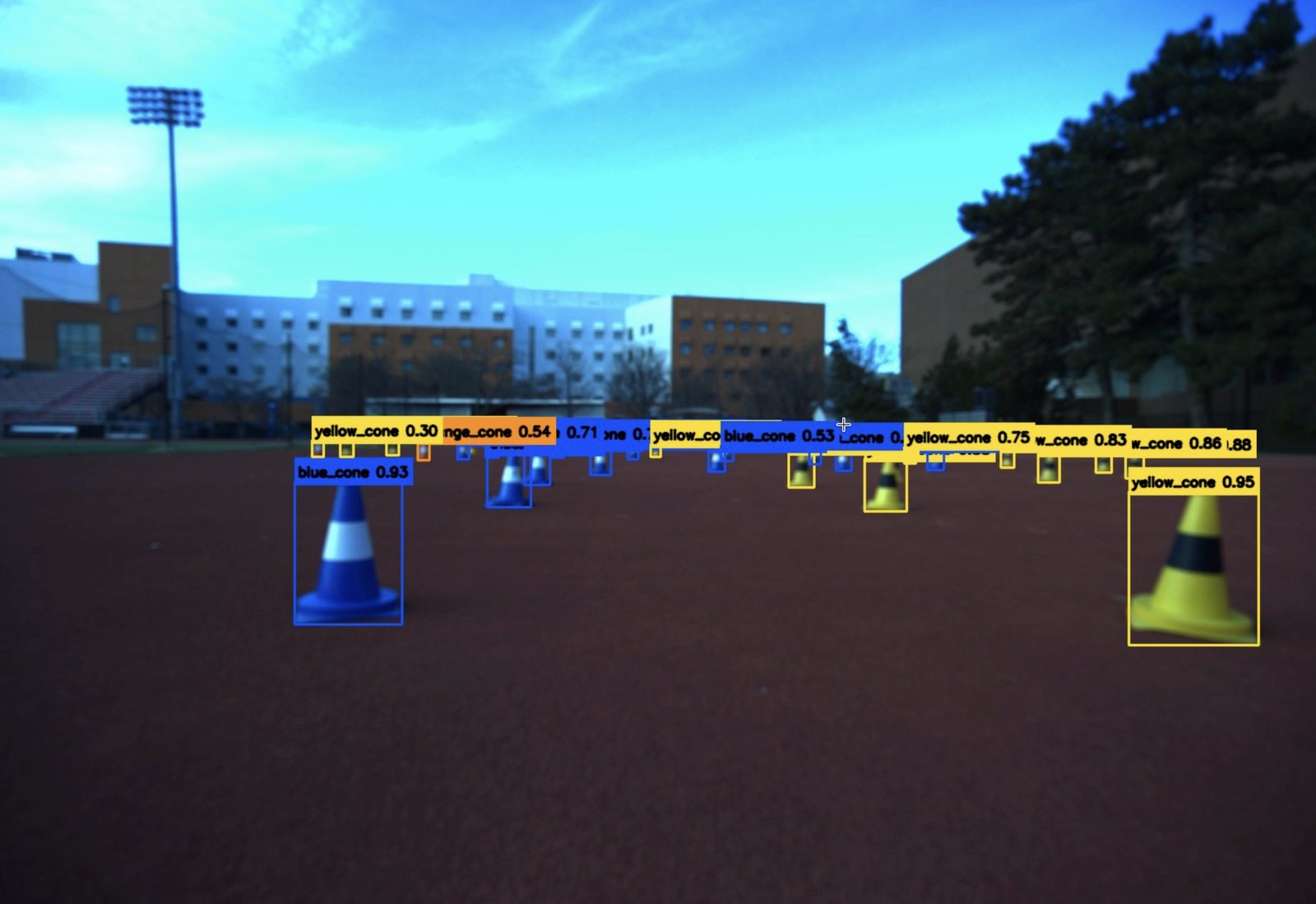 YOLO cone detections on camera footage